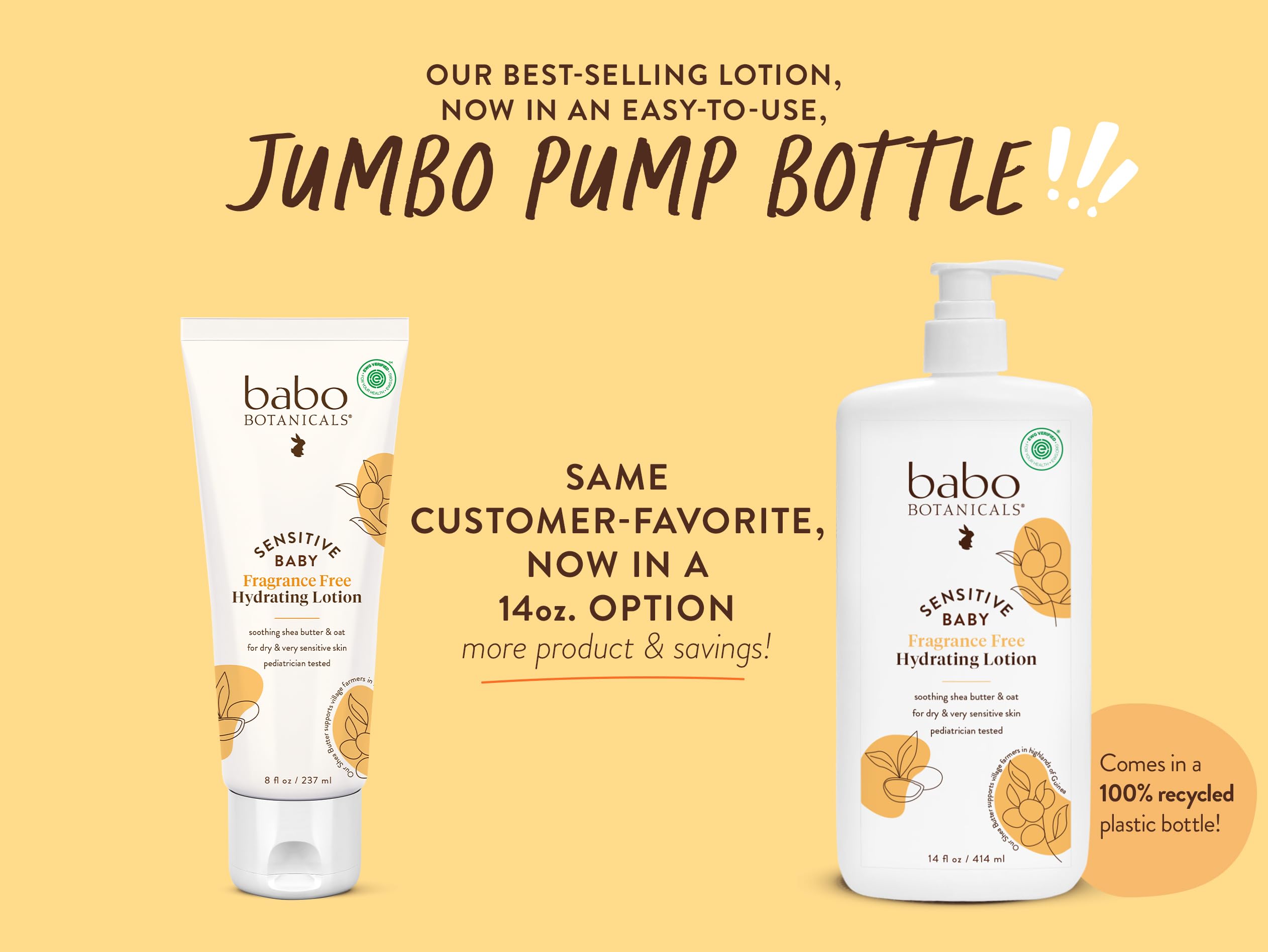 Babo Botanicals hydrating lotion ingredients: shea butter and jojoba for nourishment.