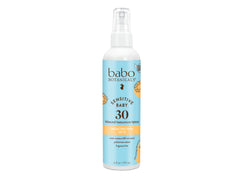 Babo Botanicals sunscreen spray bottle for baby's face and body, gentle protection