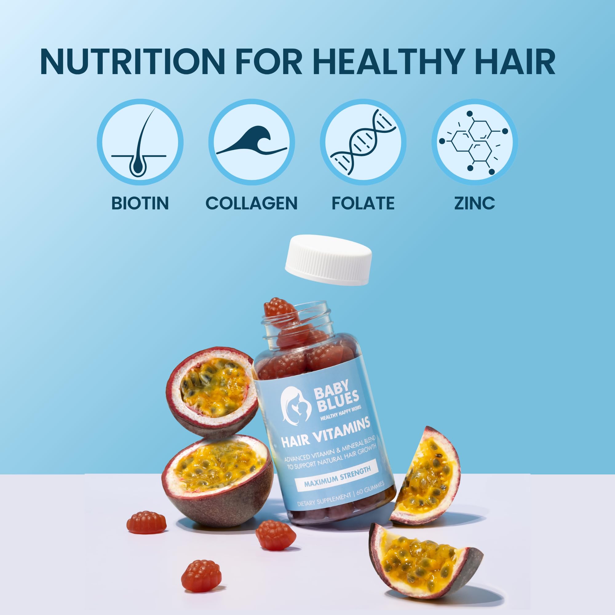 Baby Blues bottle pour, convenient daily dosage for regrowth support