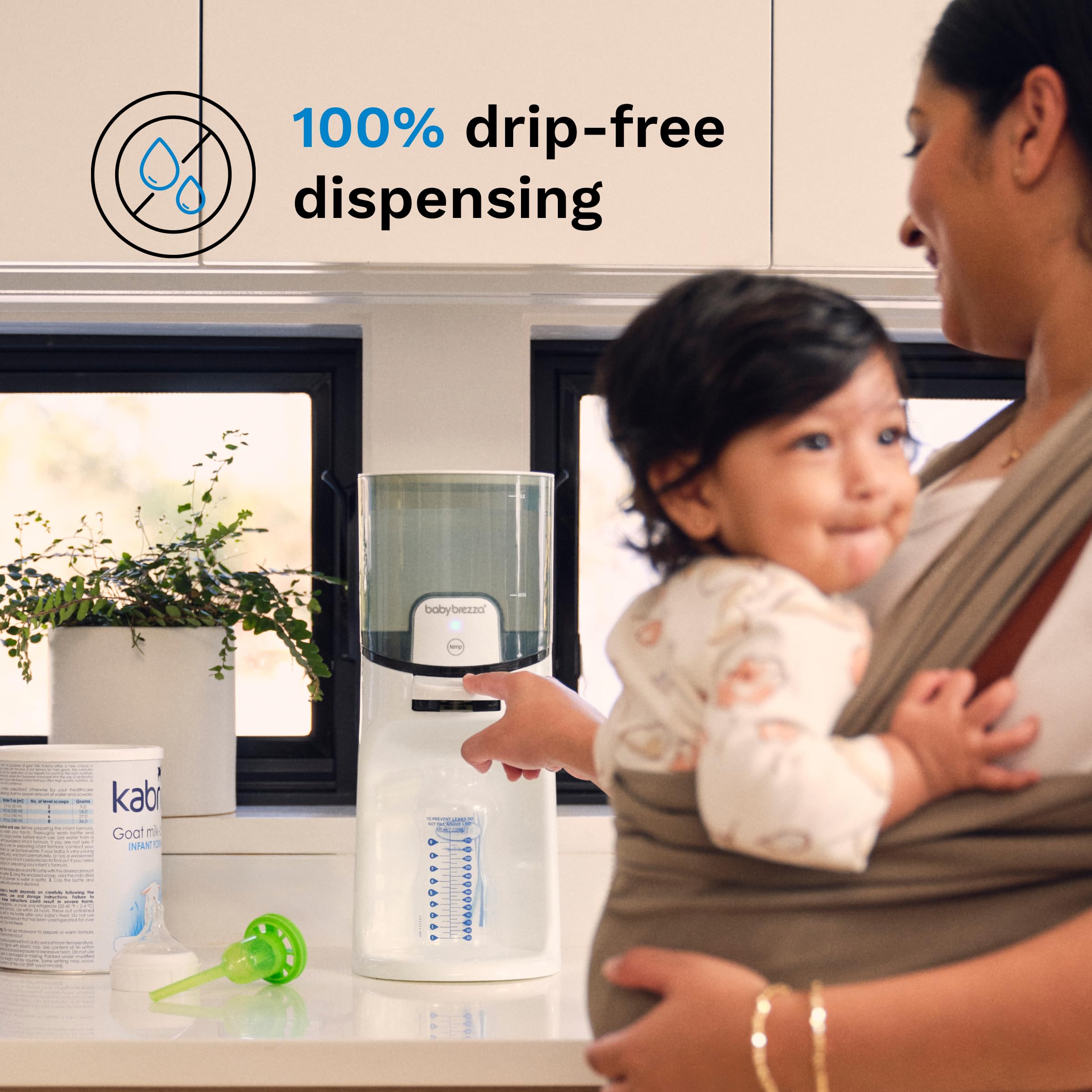 Compact design fits neatly on a counter or changing table