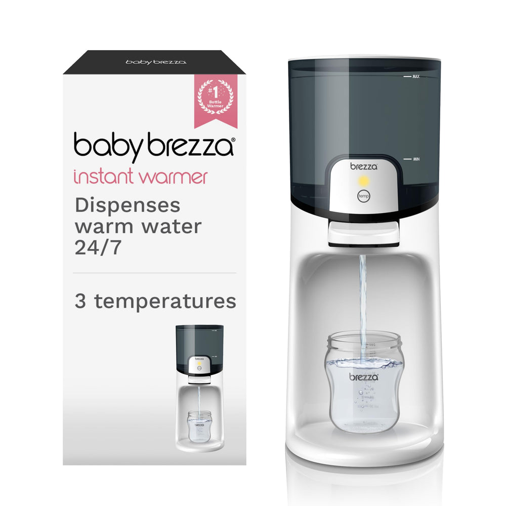 Baby Brezza Instant Warmer dispensing warm water for quick bottle prep at bedside
