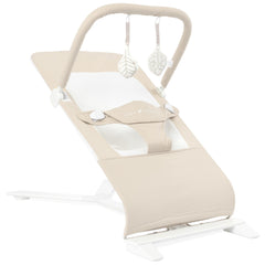 Baby Delight Alpine Deluxe Bouncer folded flat for travel and storage.