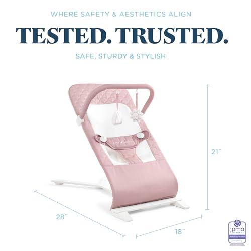 Organic rose fabric on the Baby Delight Alpine Deluxe Bouncer