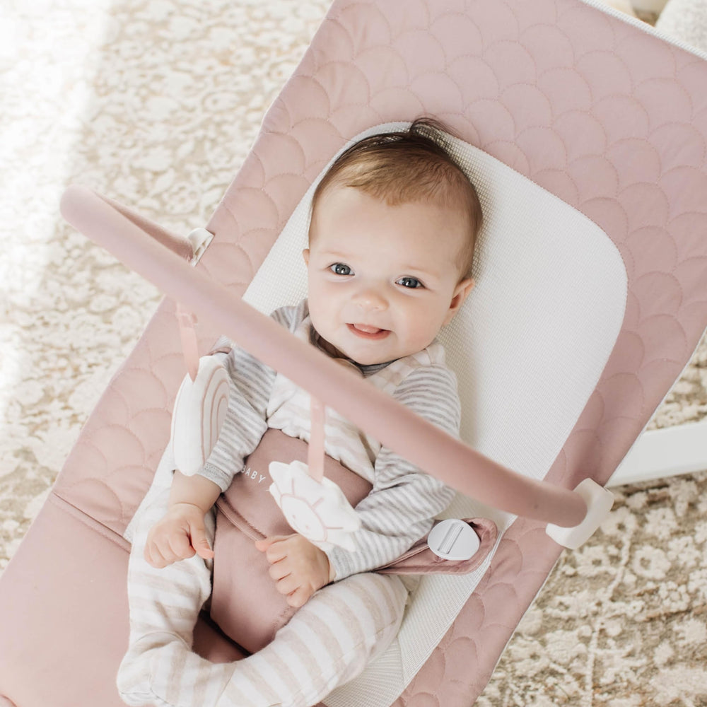 Breathable, washable fabrics on the Baby Delight Alpine Deluxe Bouncer
