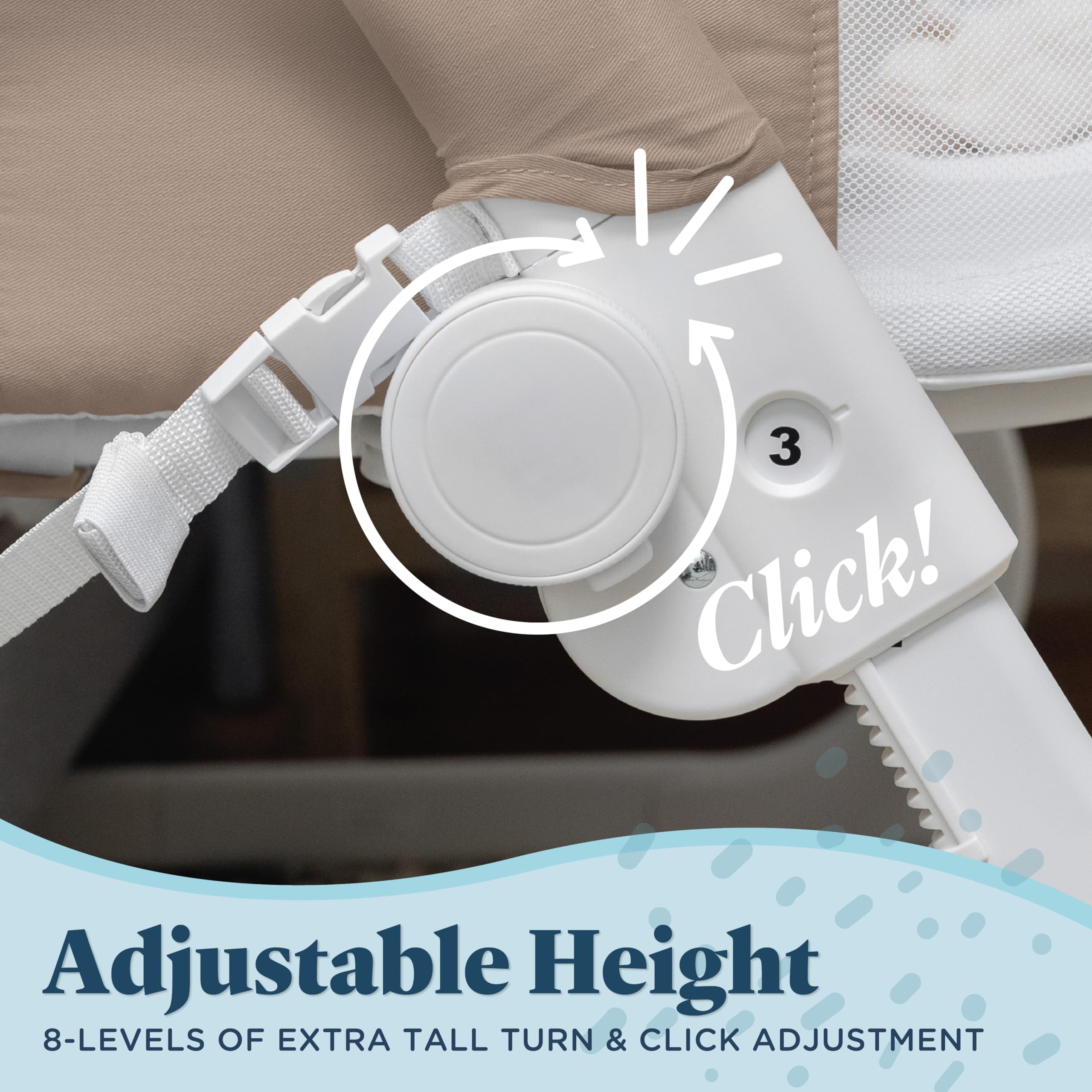 Secure bed-anchoring system on Baby Delight Dreamer Bassinet