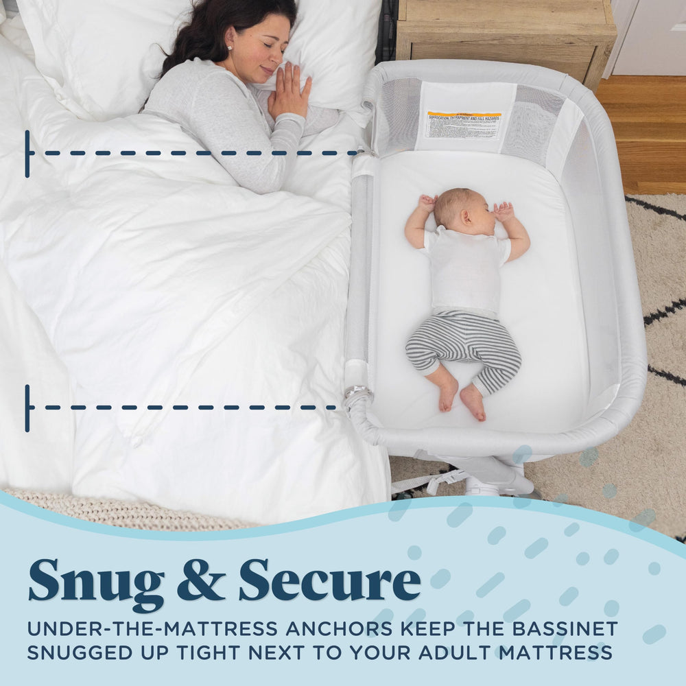 Baby Delight Beside Me Dreamer Bassinet includes a comfortable, firm mattress.