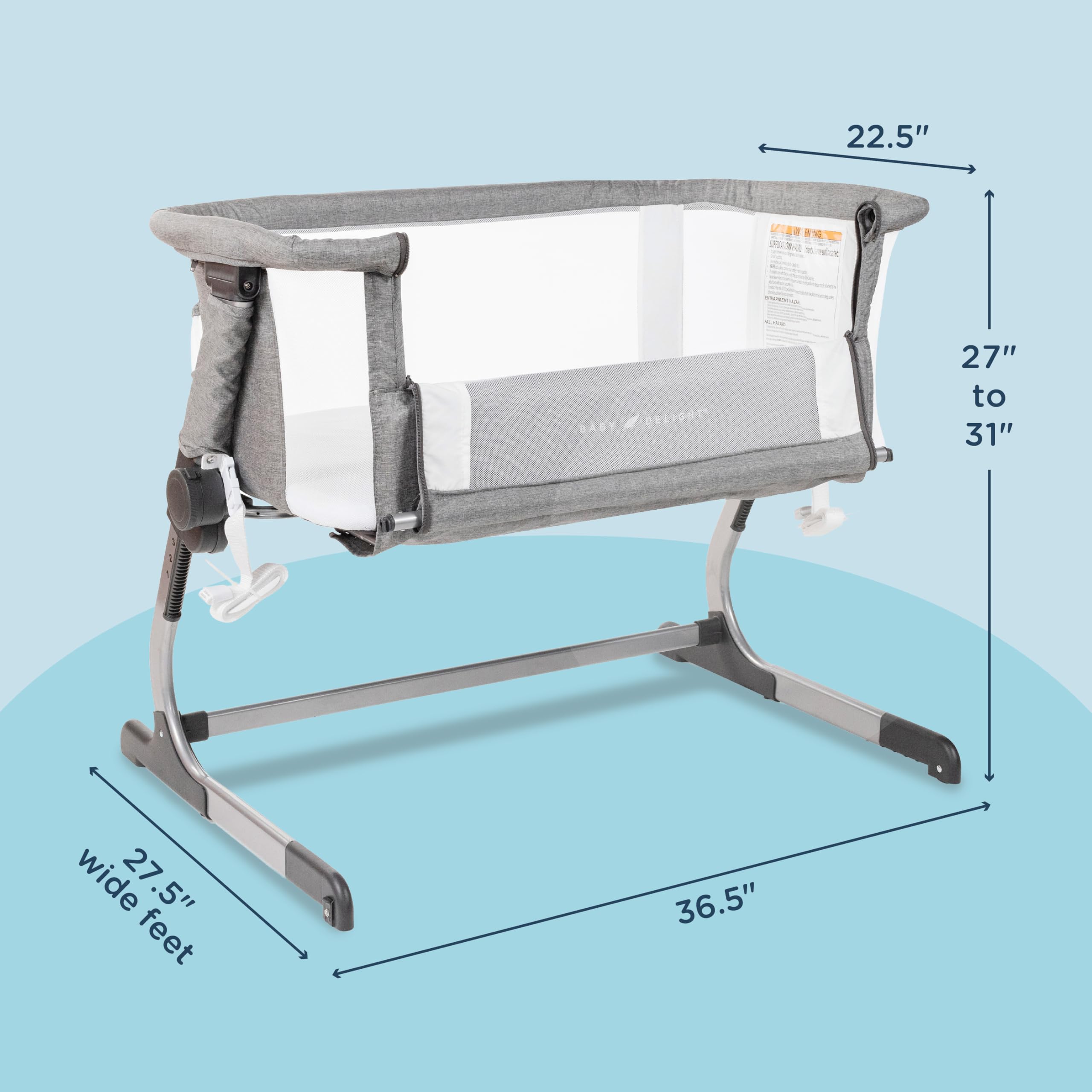 Dreamer Bassinet secure strap anchors to bed.