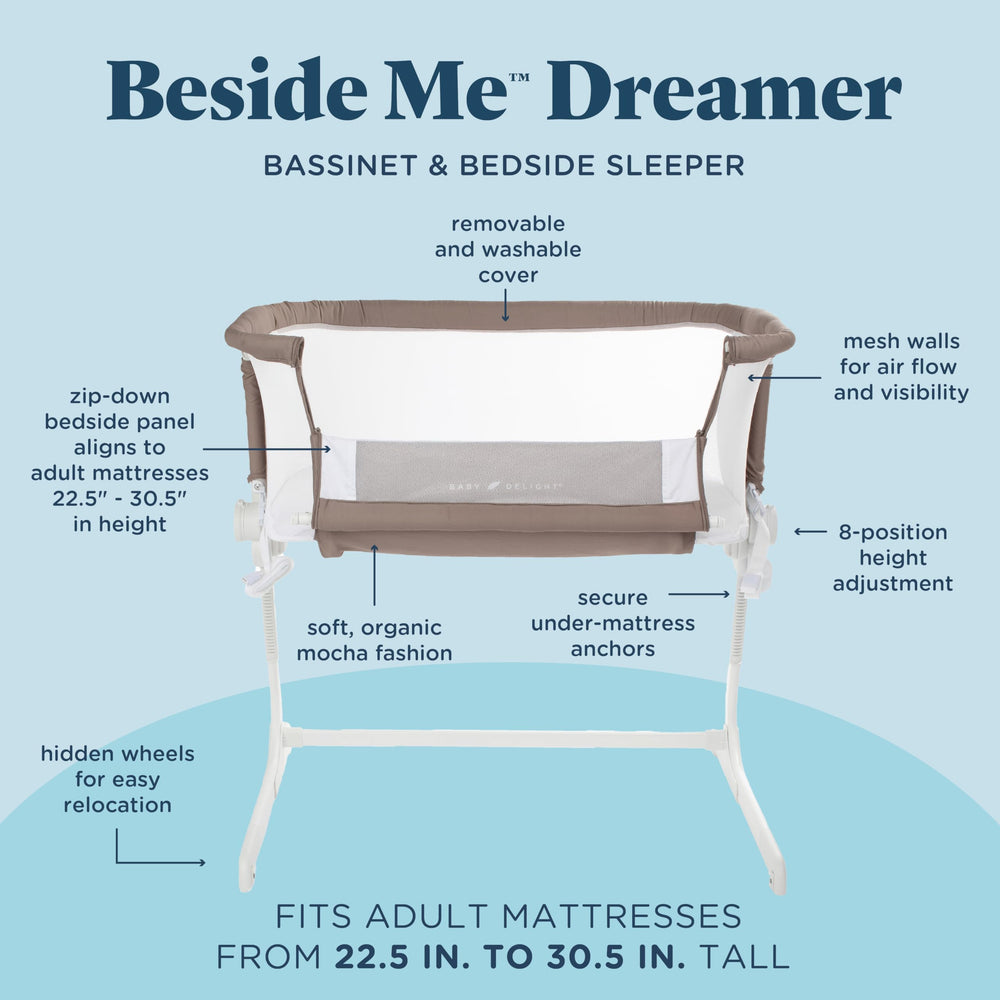Soft organic cotton mattress detail on Baby Delight Dreamer Bassinet
