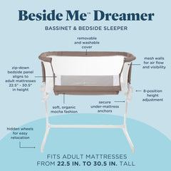 Soft organic cotton mattress detail on Baby Delight Dreamer Bassinet