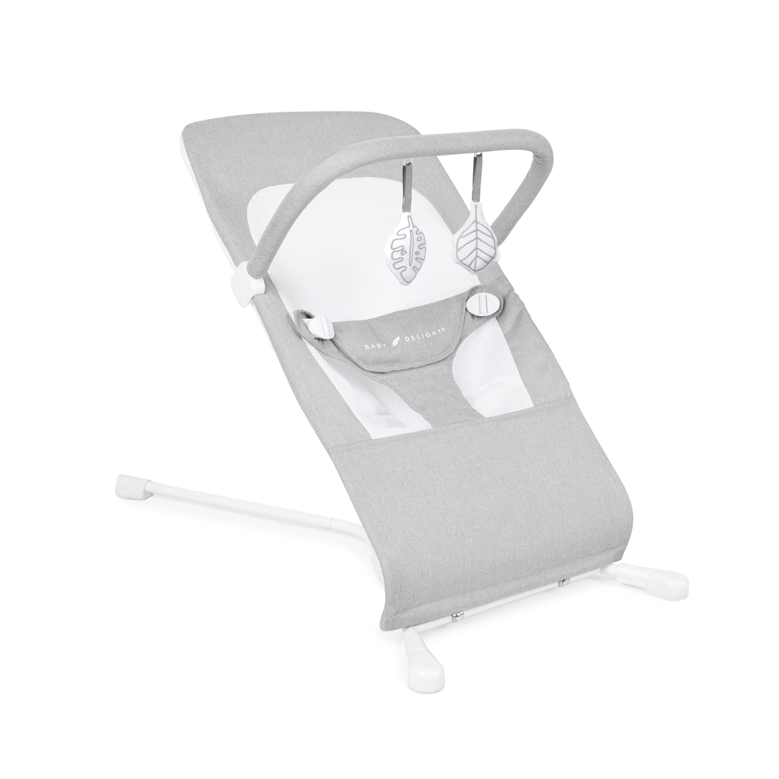 Baby Delight Highland Bouncer in Pebble Grey with breathable mesh for airflow