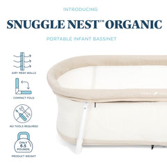 Baby Delight Snuggle Nest Bassinet shows breathable mesh walls for airflow.