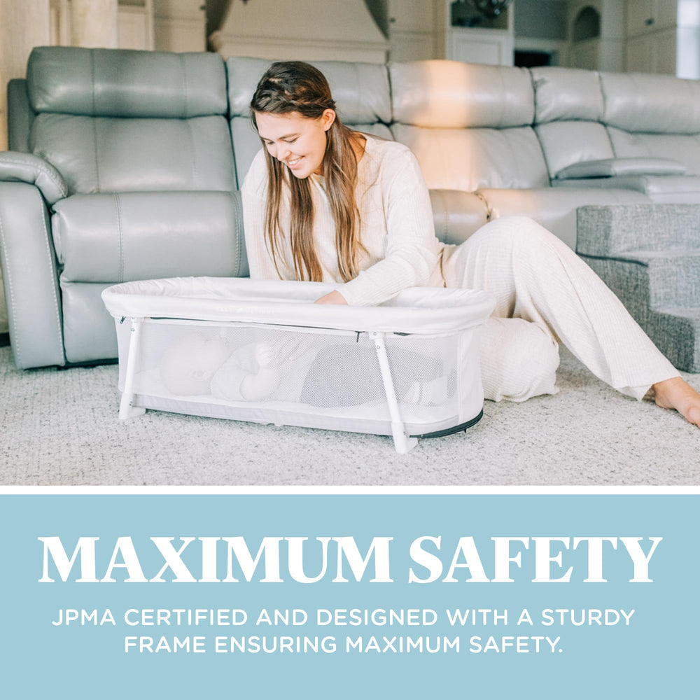 JPMA-certified Baby Delight Snuggle Nest Bassinet for trusted safety.