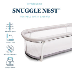Baby Delight Snuggle Nest Bassinet with vented walls for breathable sleep.