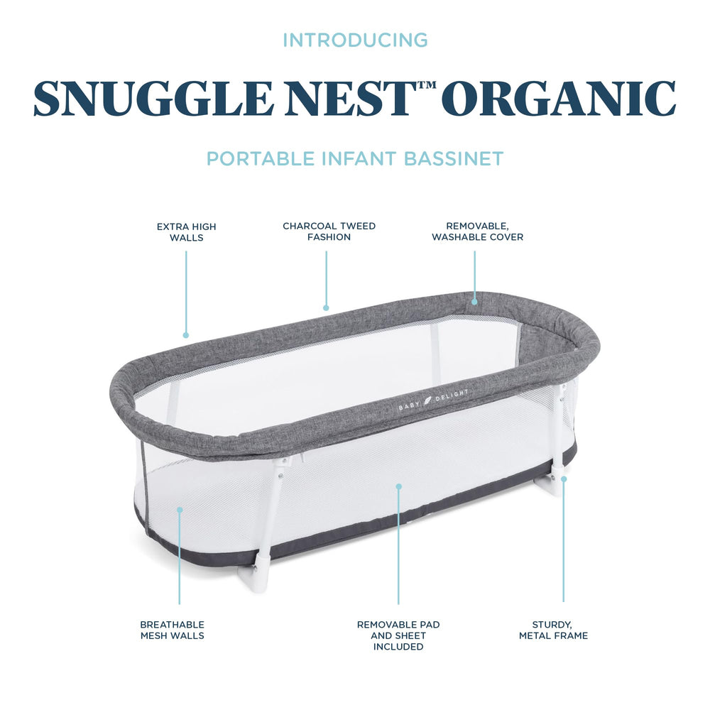 Baby Delight Snuggle Nest Bassinet with soft mesh walls for airflow