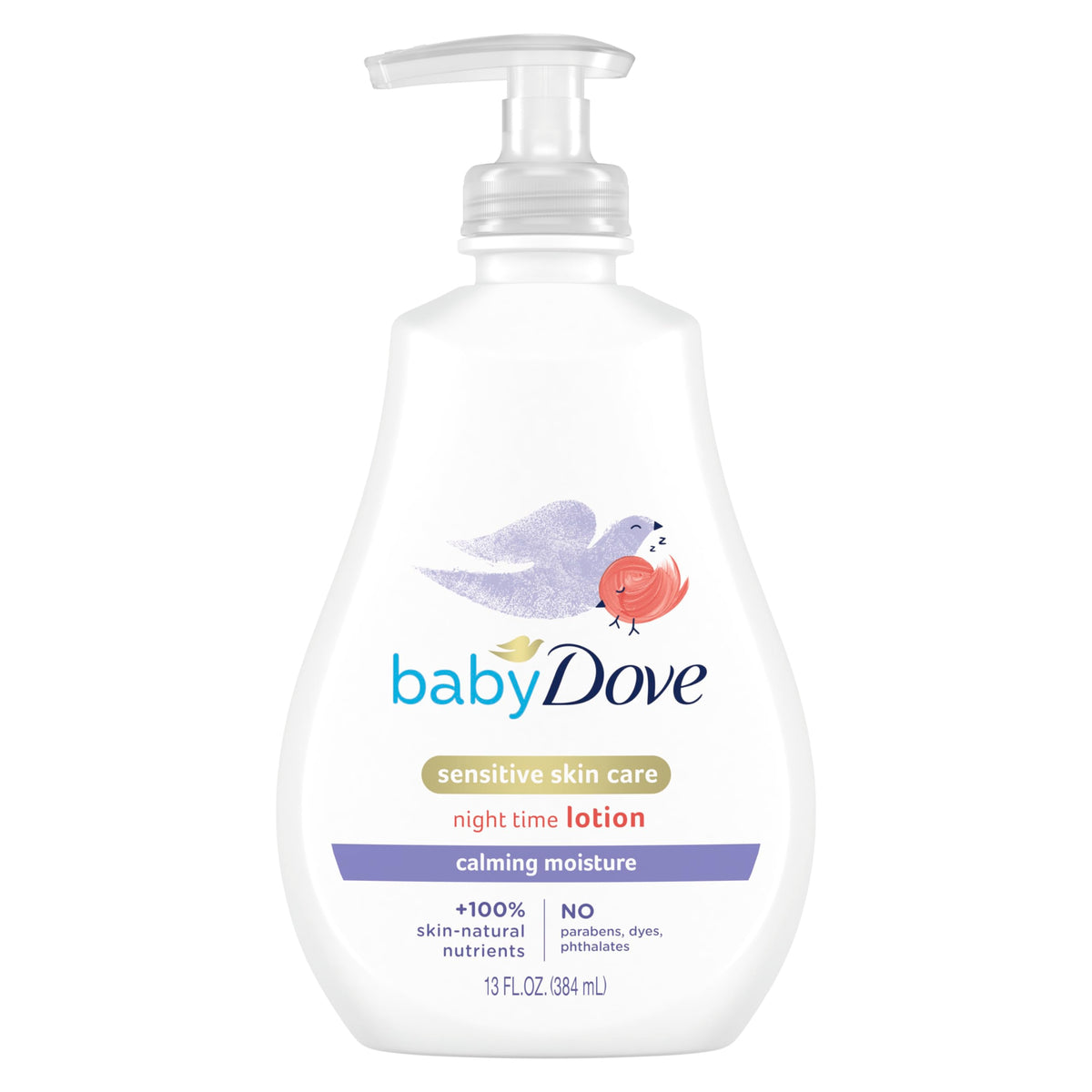 Baby Dove Calming Moisture Lotion 13 oz bottle for overnight hydration
