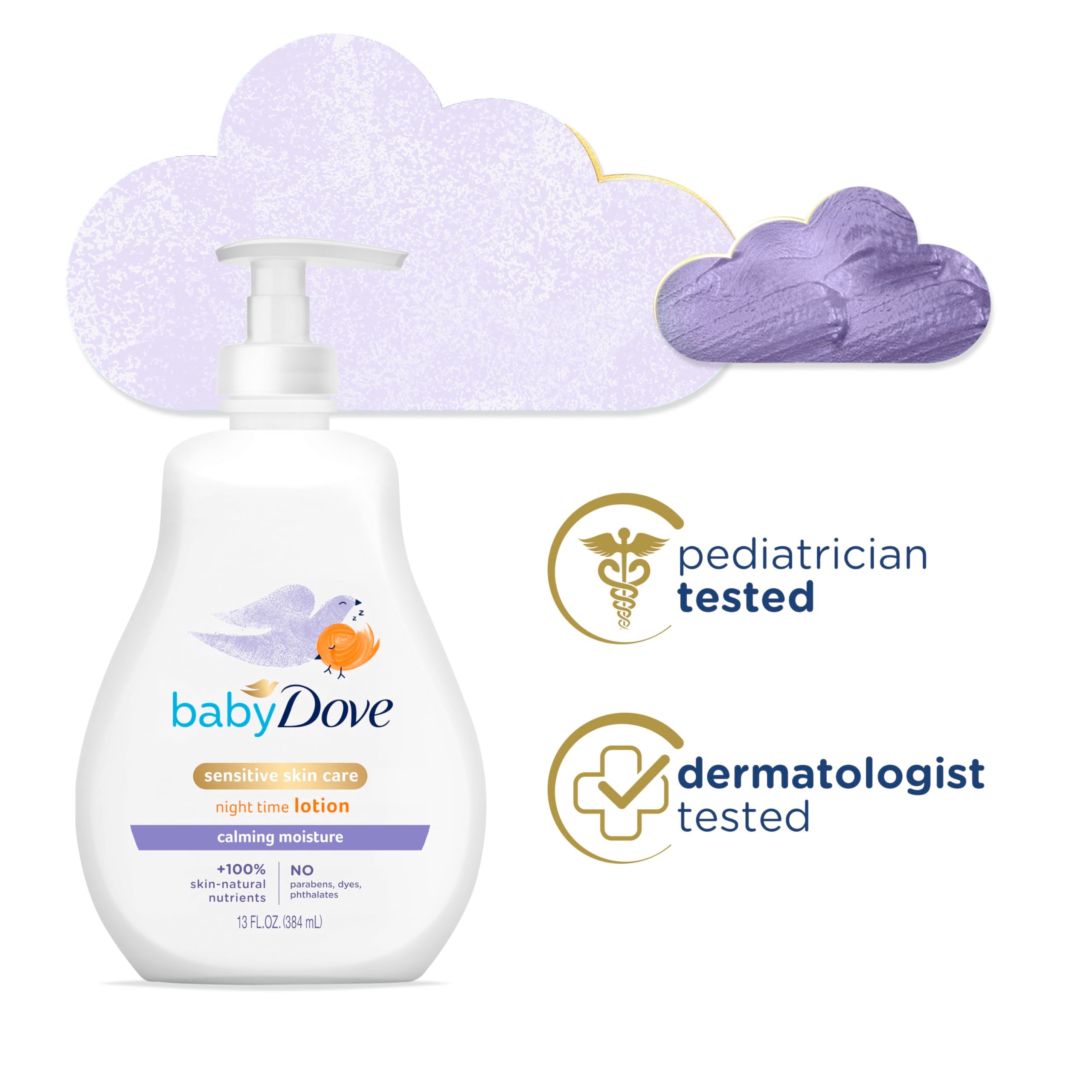 Baby Dove chamomile scented lotion helps calm and relax baby before sleep