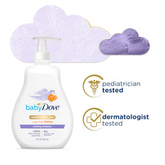 Baby Dove chamomile scented lotion helps calm and relax baby before sleep