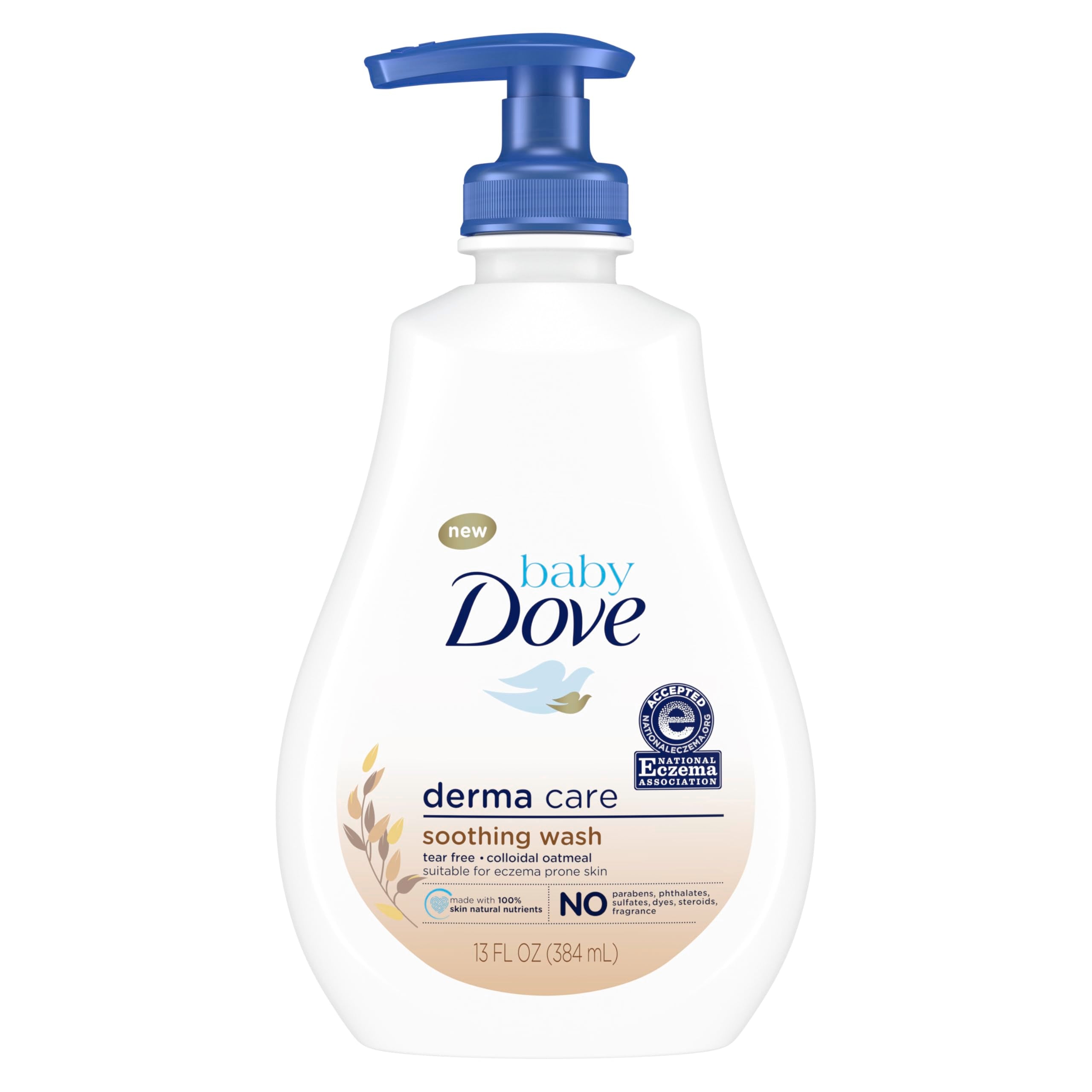 Baby Dove Derma Care Soothing Wash bottle shown for gentle cleansing and moisture protection.