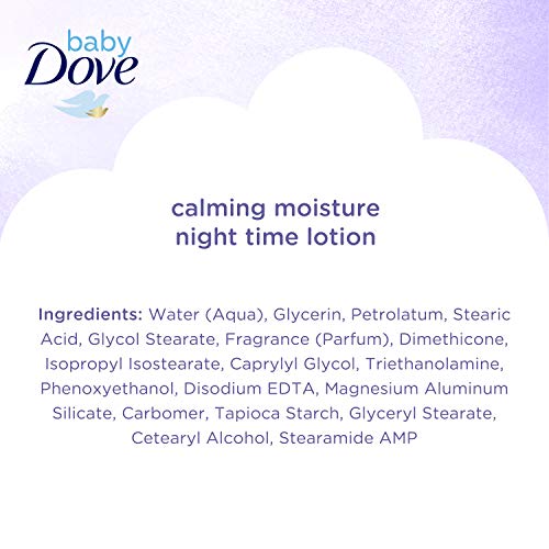 Nighttime routine scene with Baby Dove lotion supporting soothing sleep
