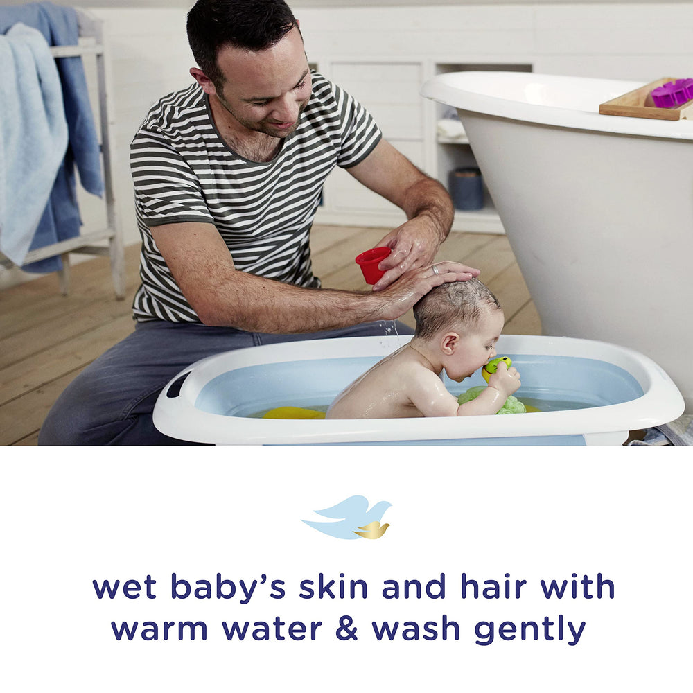 Baby Dove Pediatrician-tested logo suggests trusted care for sensitive skin.