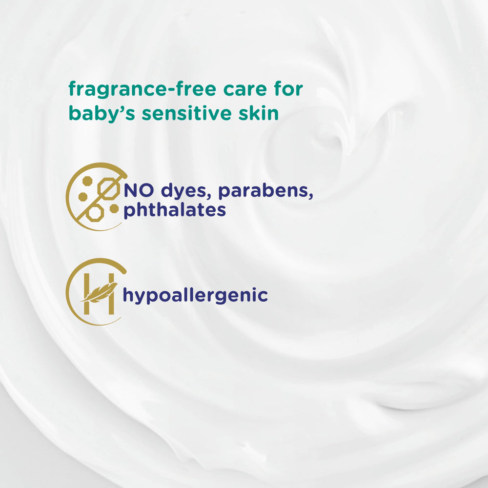 Dye-free formula of Baby Dove Sensitive Moisture Lotion for safe daily care.