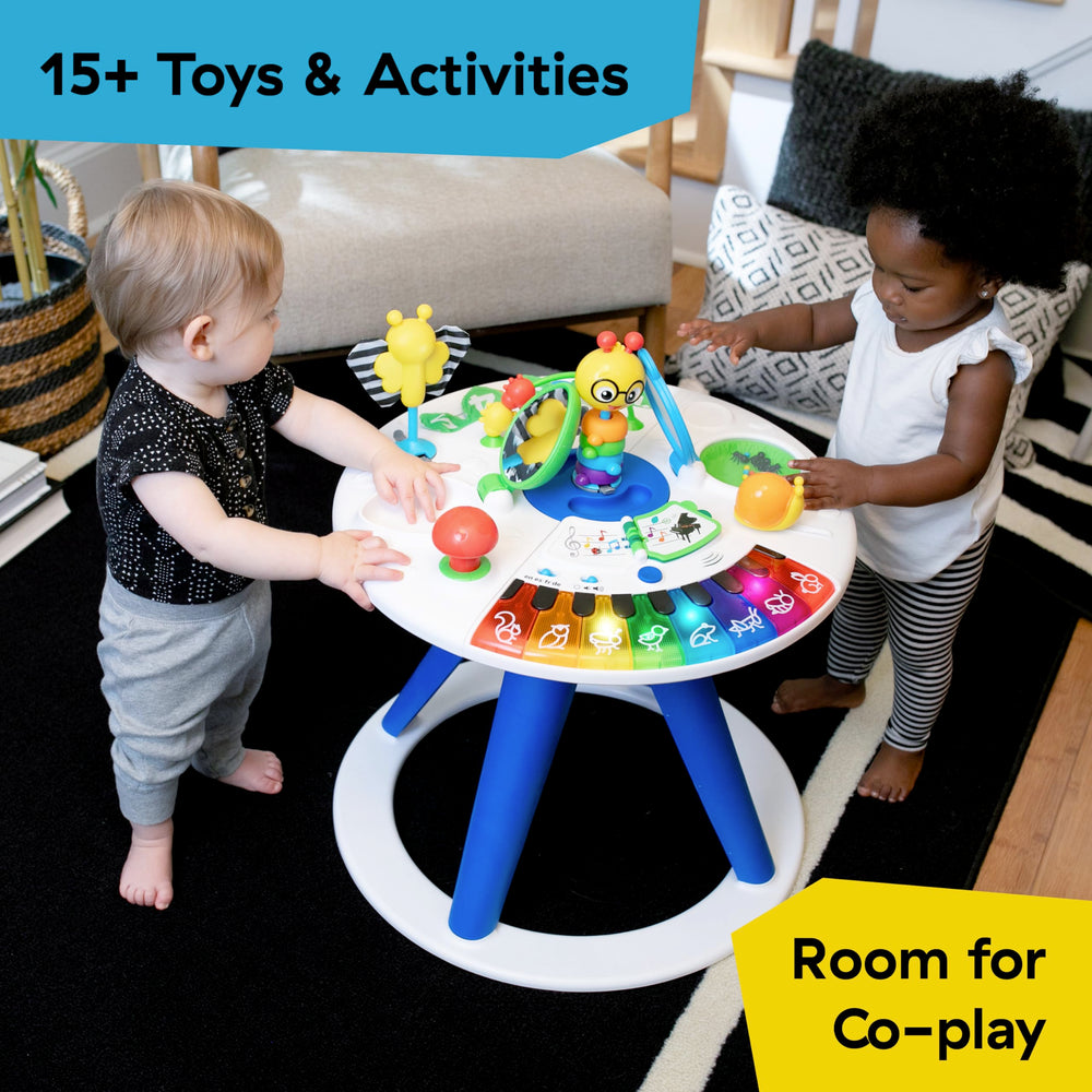Detachable seat transforming into a toddler table for stand-up play