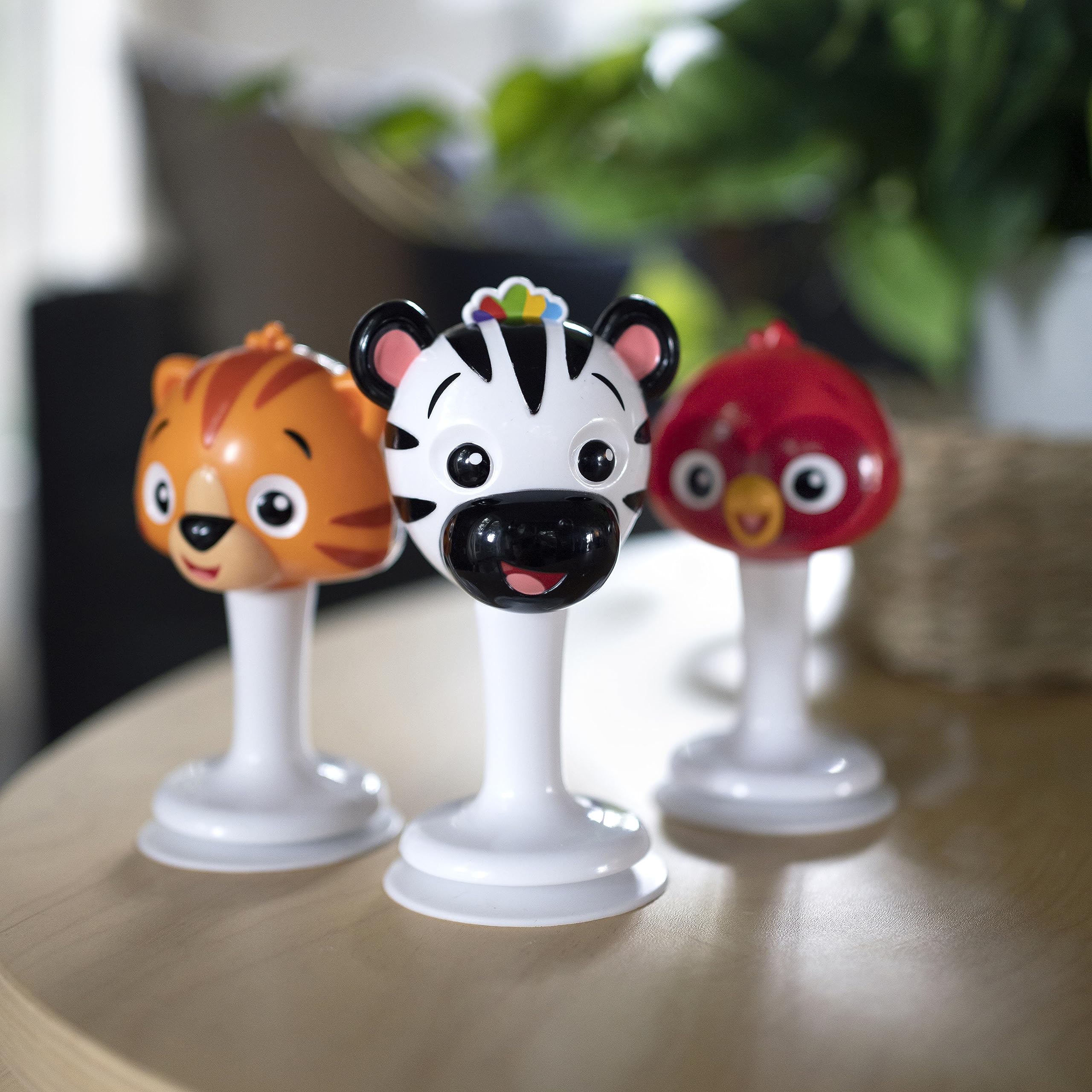 Baby Einstein portable rattle set easy to grab for travel and quick play.