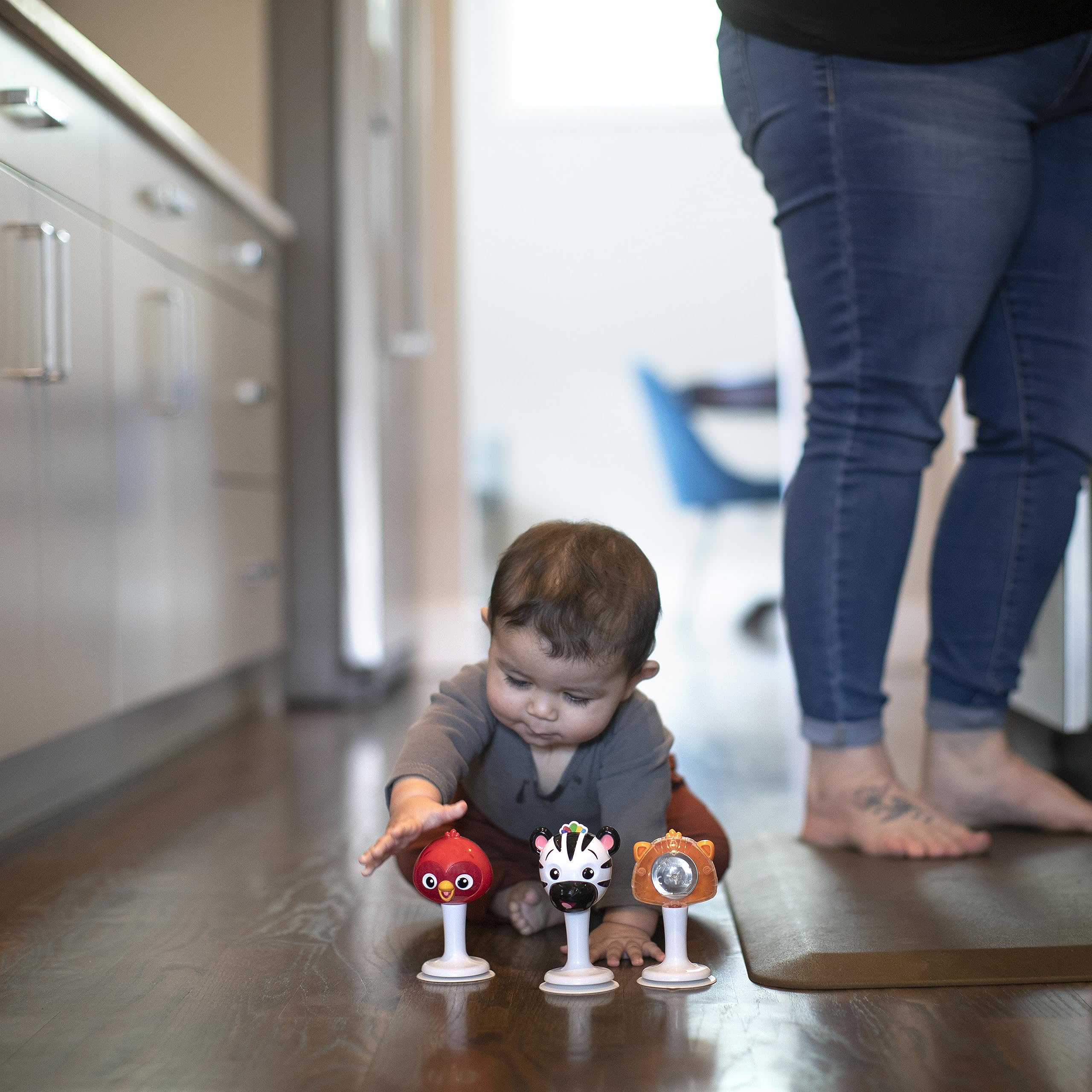 Baby Einstein table-top play supports curious infants exploring cause and effect.