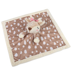 Deer plush lovey close-up showing mink-like fabric texture