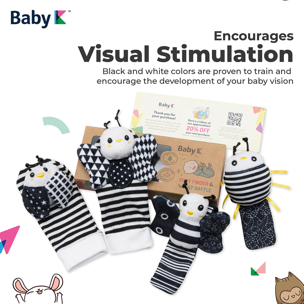 BABY K newborn wrist rattle ideal for car seat and stroller use.