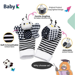 BABY K rattle socks wrist bee invites sensory play on the go.