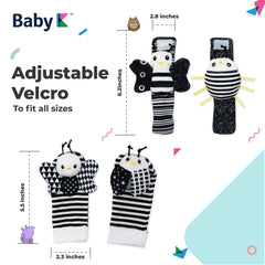 BABY K rattle socks wrist butterfly promotes hand-eye coordination during play.