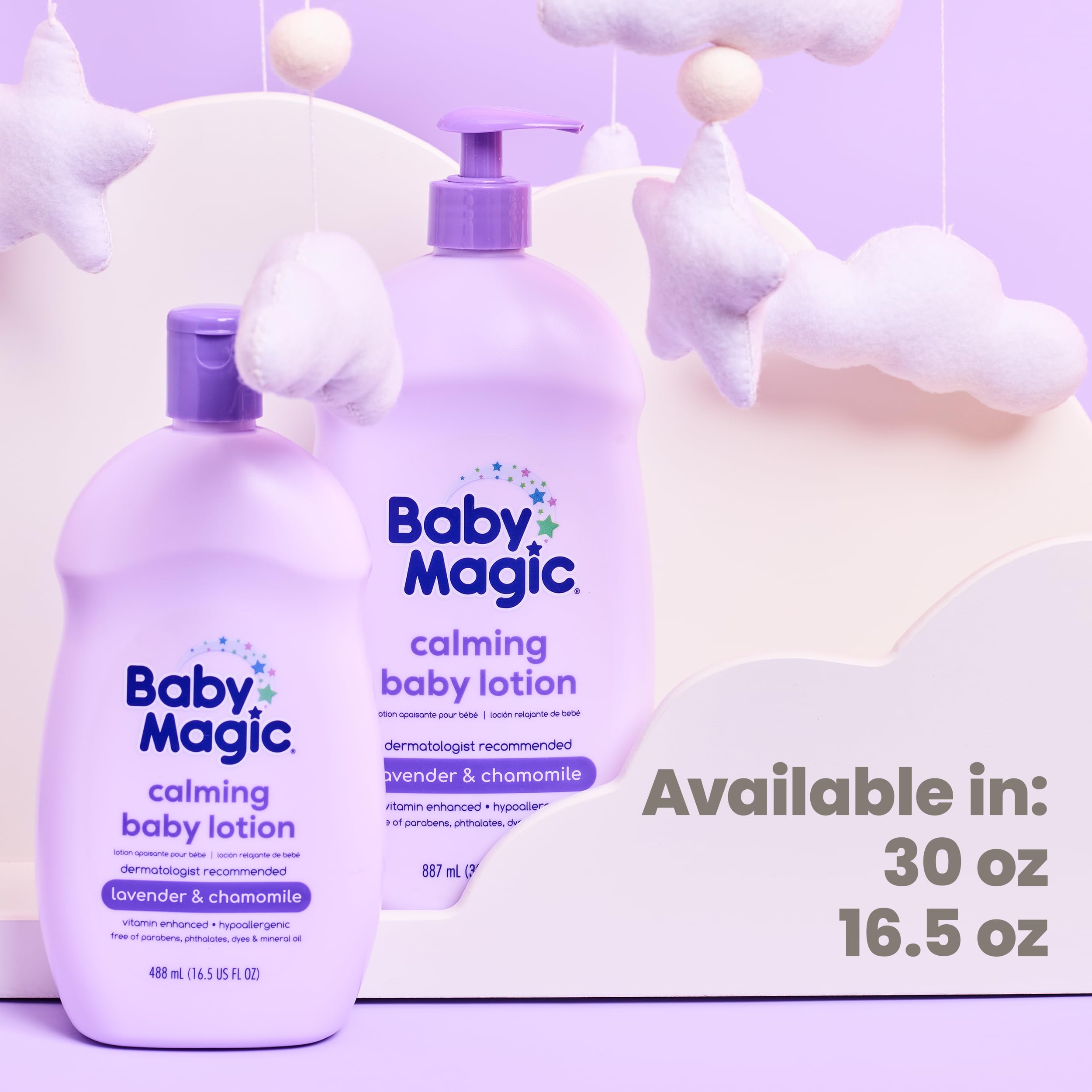 Baby Magic Calming Lotion six-pack display for family bedtime routines.