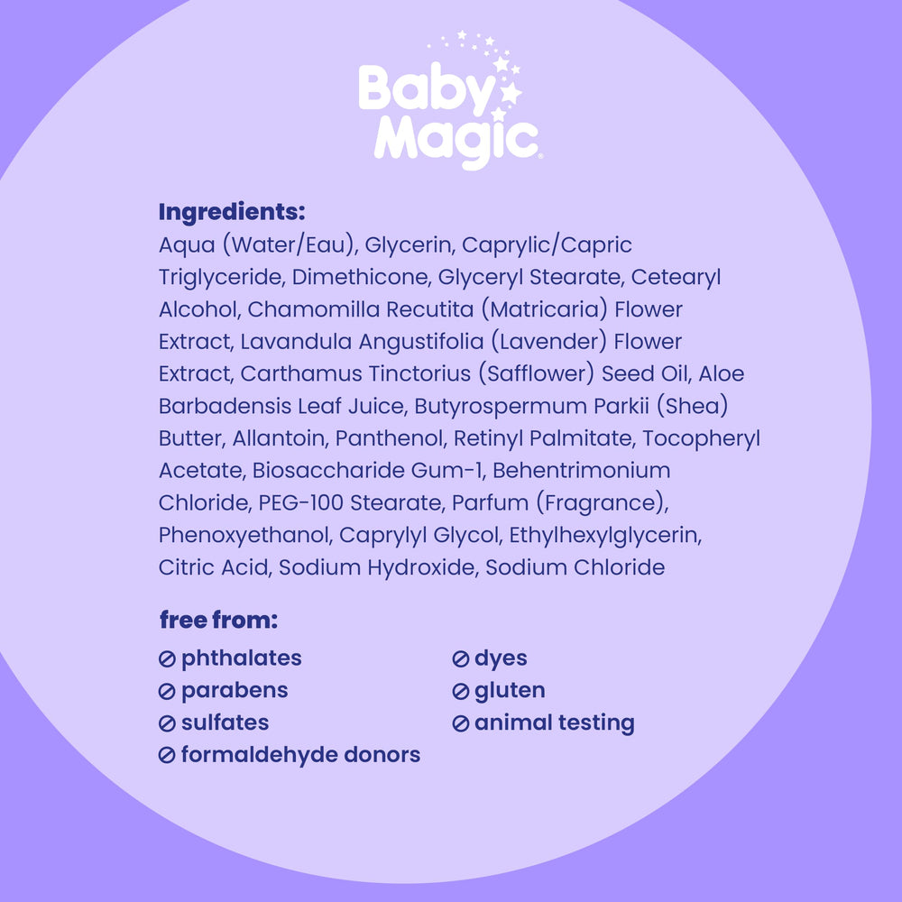 Baby Magic Calming Lotion made in USA highlights family-owned brand heritage.