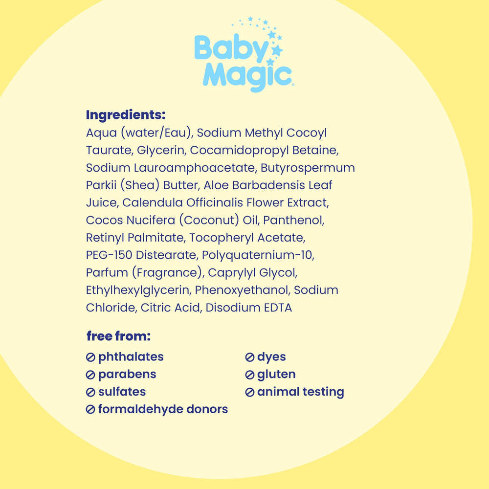 Baby Magic Soft powder scent image conveys comforting bath experience.