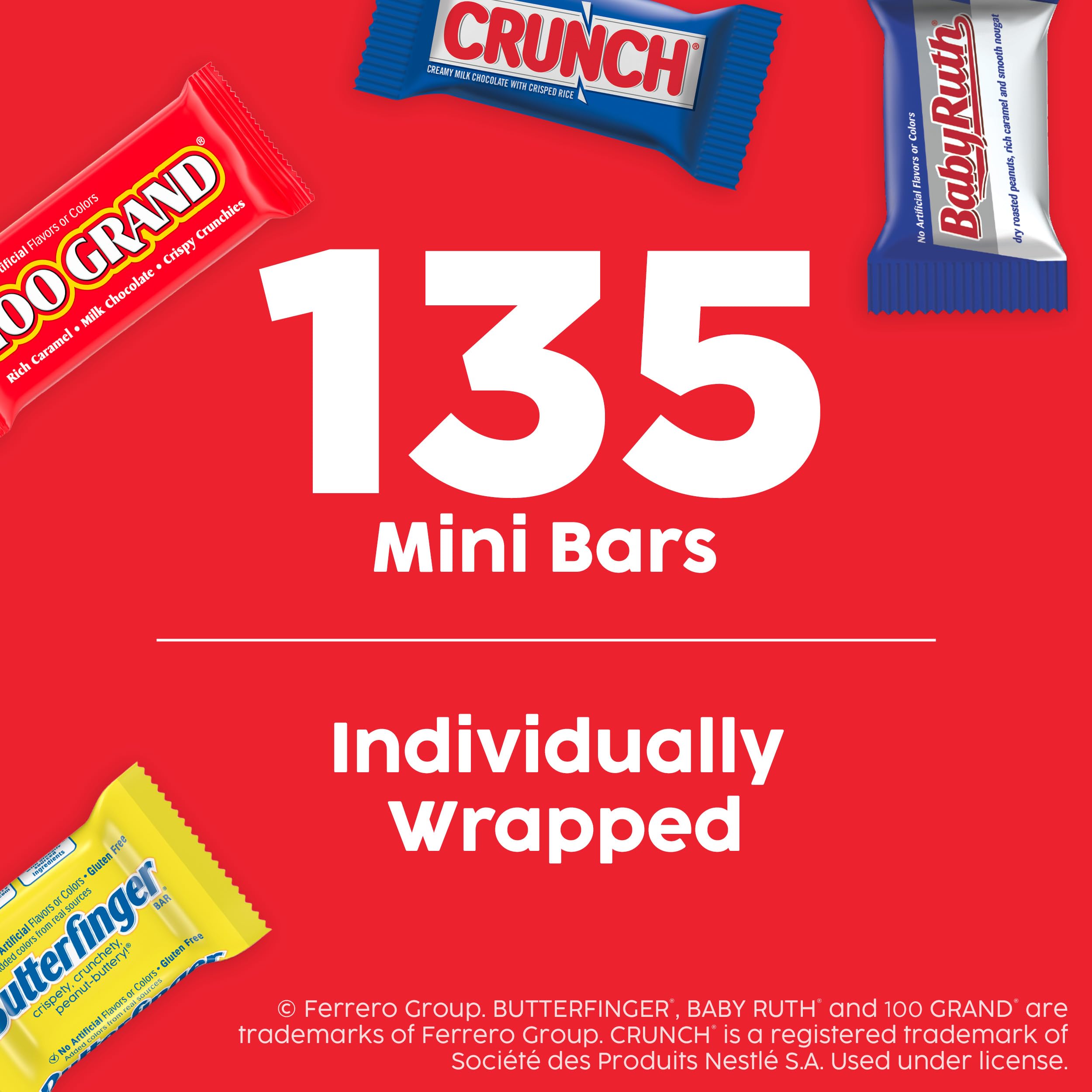 Baby Ruth caramel nougat peanuts bars in bite-sized form.