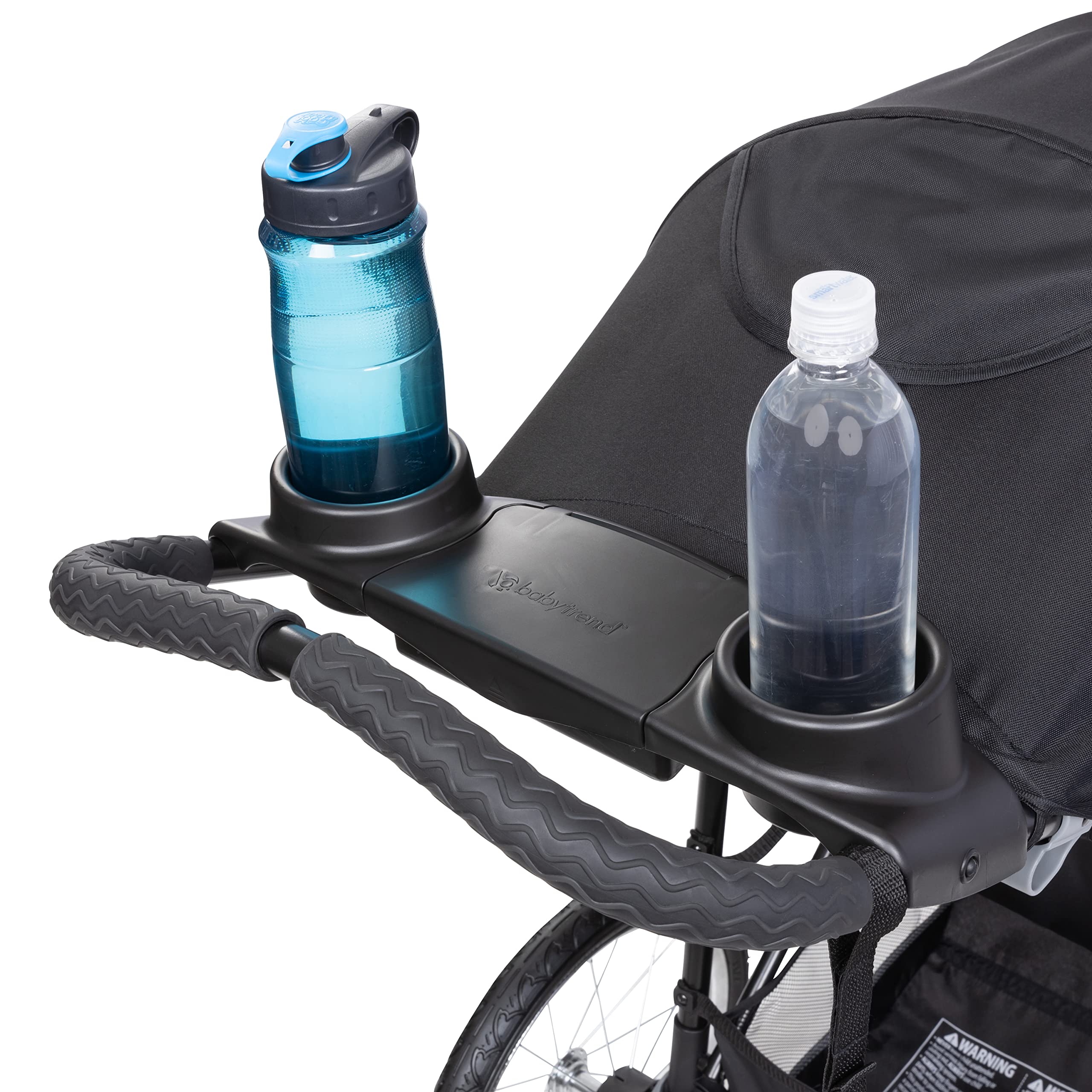 Baby Trend Expedition Jogger Dash Black child tray with two cup holders supports snacks and car-seat compatibility