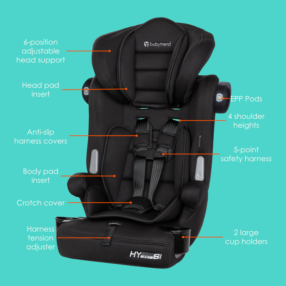 Baby Trend Hybrid SI booster seat adjustable headrest for growing kids and customized comfort