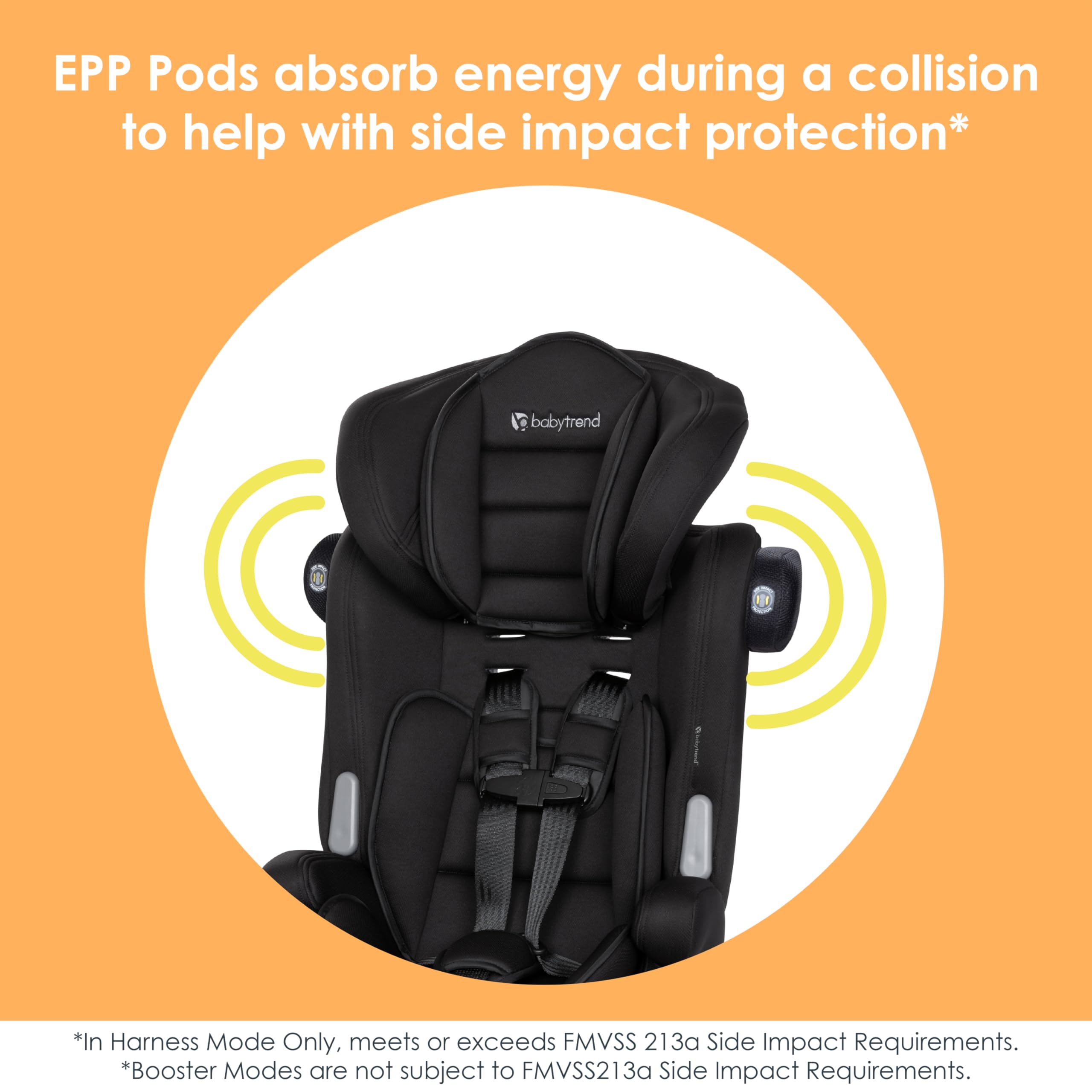 Baby Trend Hybrid SI booster seat highlighting side-impact protection for added safety