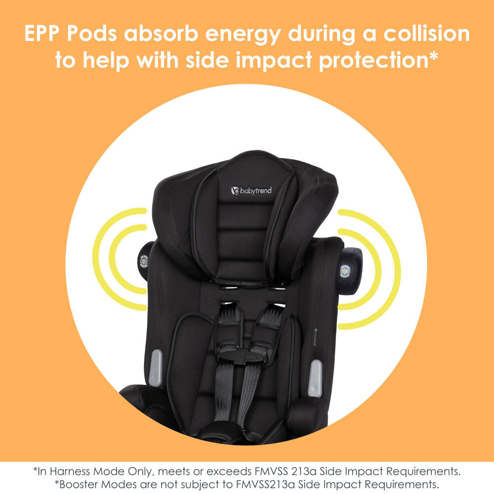 Baby Trend Hybrid SI booster seat highlighting side-impact protection for added safety