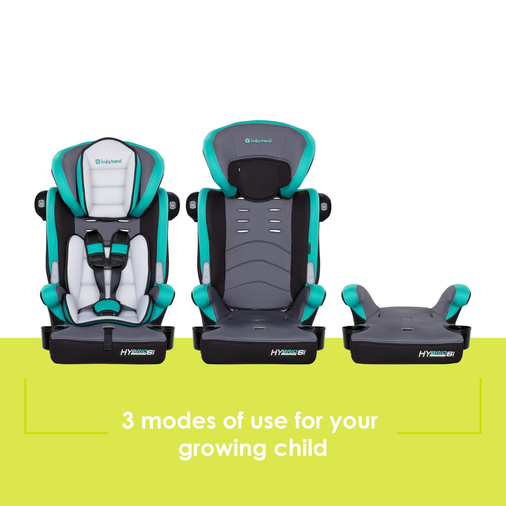 Baby Trend Hybrid SI 3-in-1 booster seat Hoboken Teal adjustable-headrest for growing comfort
