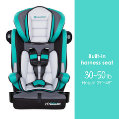 Baby Trend Hybrid SI 3-in-1 booster seat Hoboken Teal cushioned seating supports longer rides