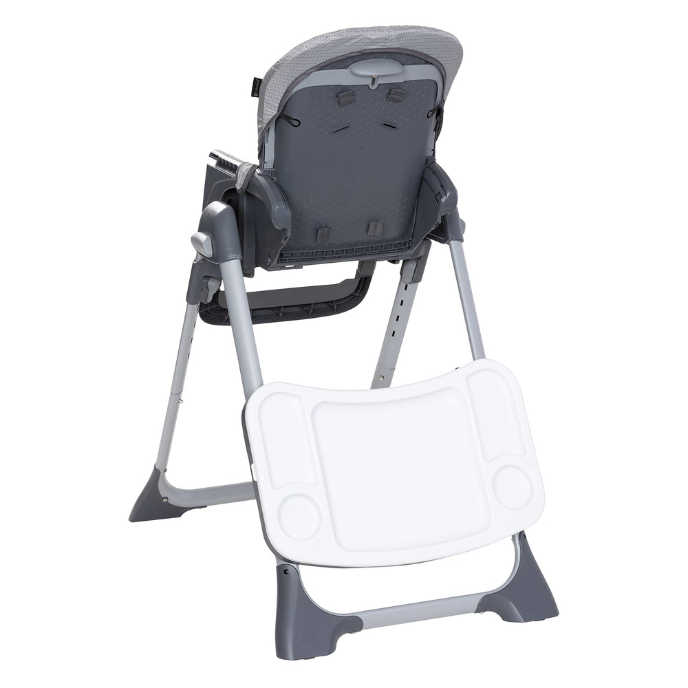 Baby Trend Sit Right 2.0 high chair three-point harness for secure seating.