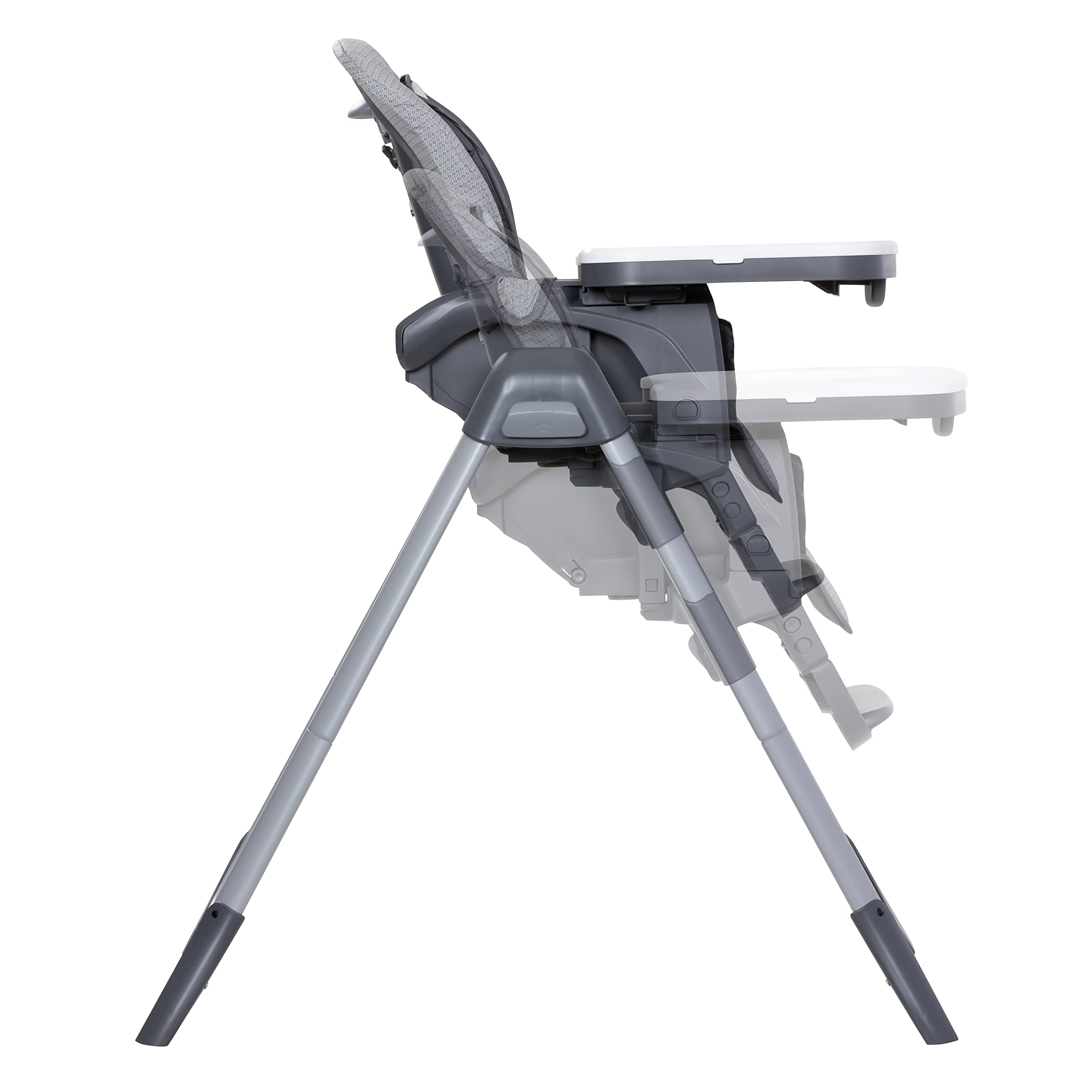 Baby Trend Sit Right 2.0 high chair three-position recline for comfort.