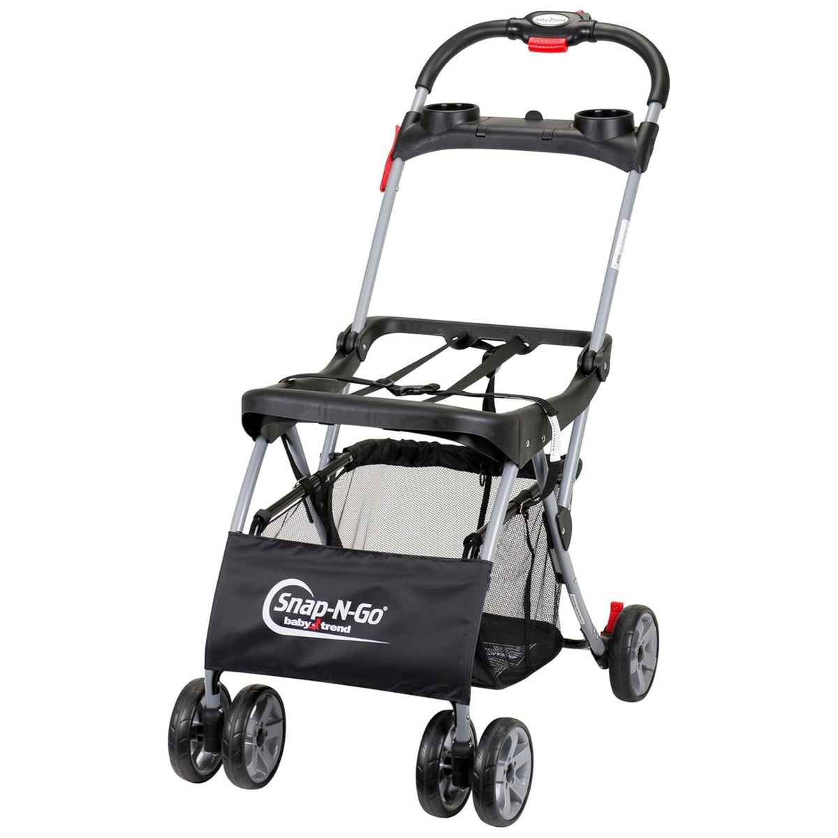 Baby Trend Snap N Go EX in black demonstrates instant stroller conversion for on the go.