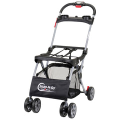 Baby Trend Snap N Go EX in black demonstrates instant stroller conversion for on the go.