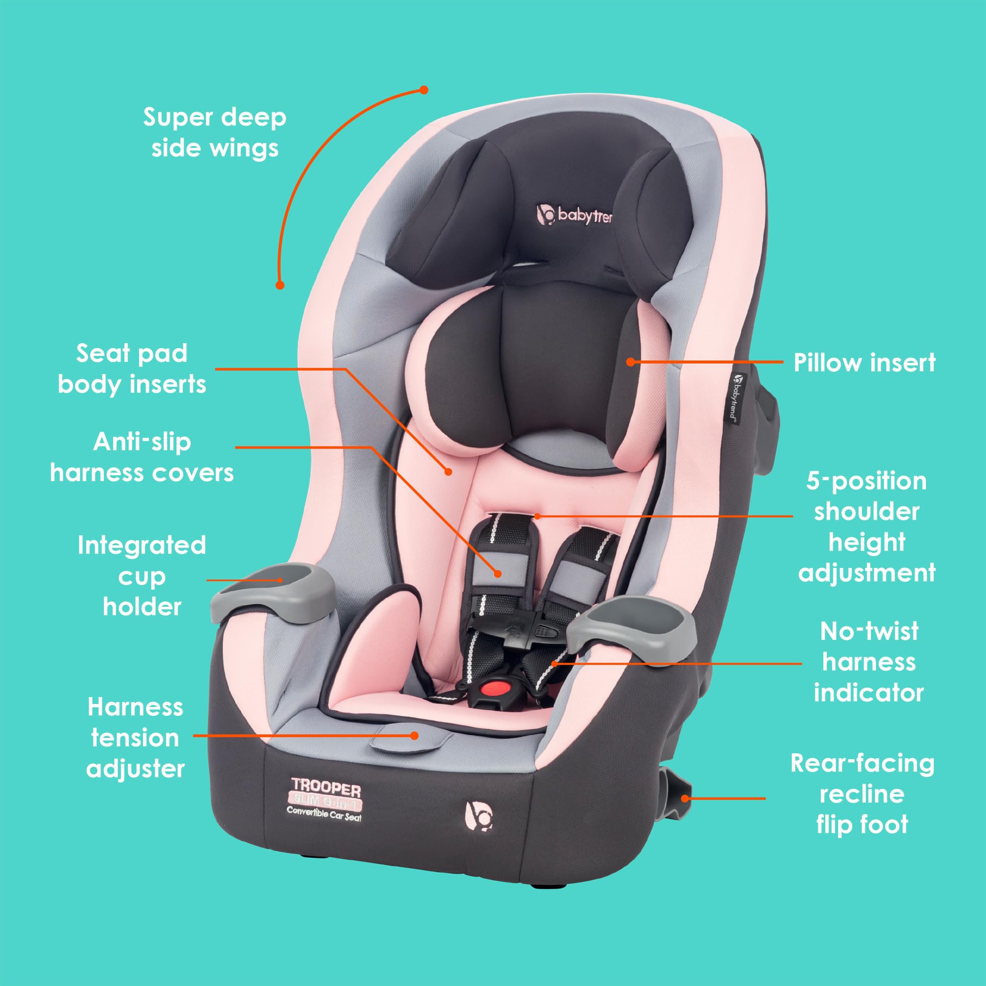 Baby Trend Trooper 3-in-1-growth-modes supports growing children from rear-facing to booster.