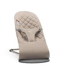 BabyBjörn Bouncer Bliss sand gray front view showing portable, lightweight design