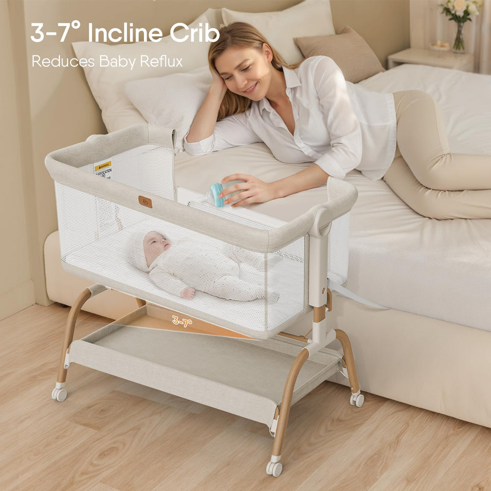 BabyBond bassinet full-mesh sides provide visibility and airflow
