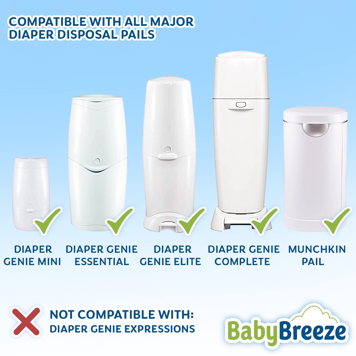 BabyBreeze refill holds up to 280 newborn diapers per cartridge.
